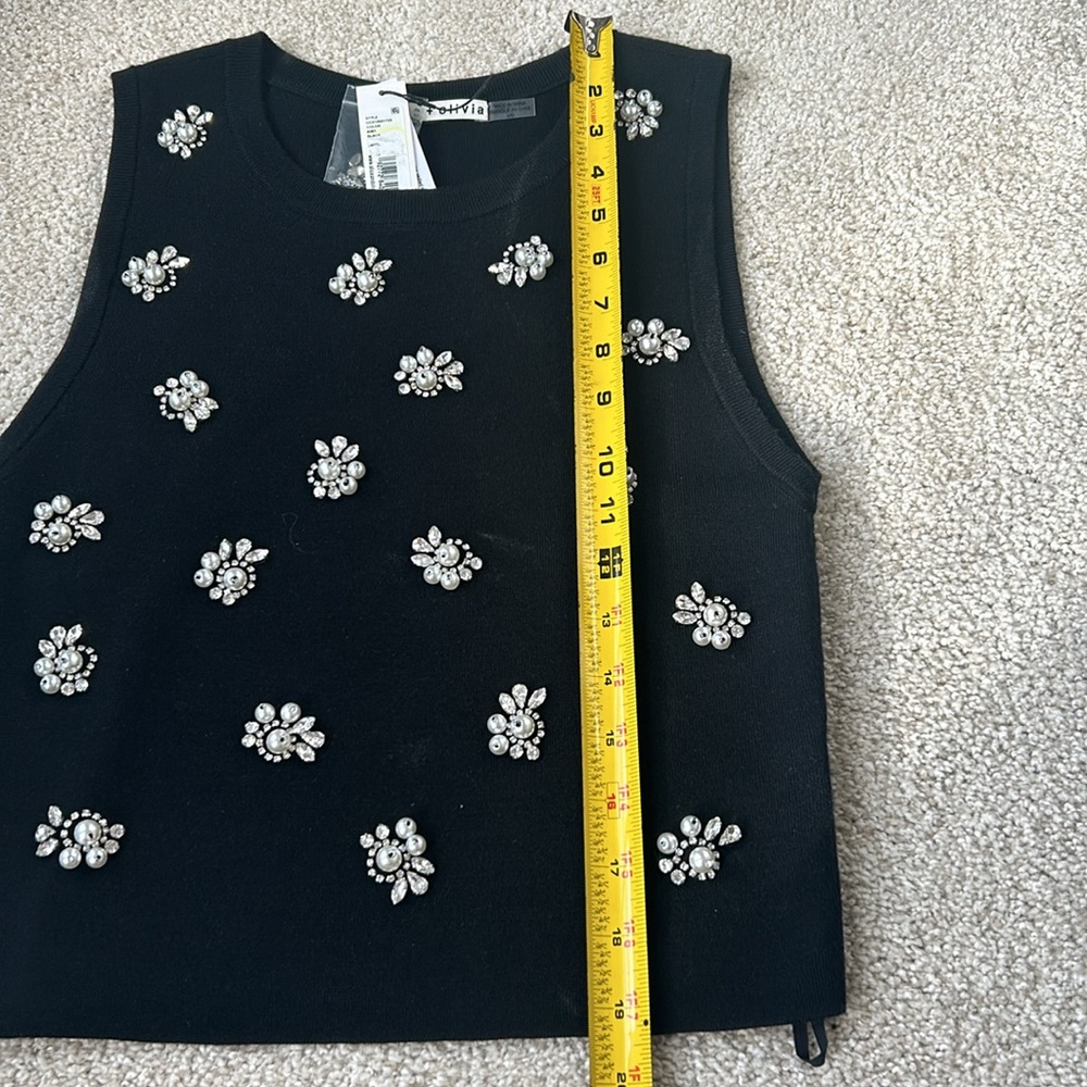 New Alice and Olivia Amity embellished cropped tank - Picture 8 of 12